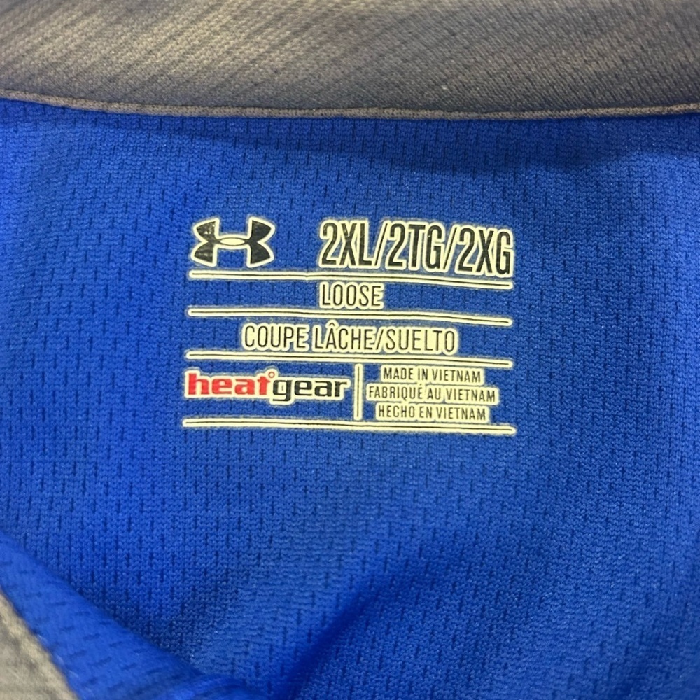 🔷”Under Armour” Royal Blue Sport Performance Button up Polo Shirt “Heat Gear” - Picture 8 of 9